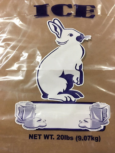 Bulk 20 pound ice bags for commercial ice distribution and transport